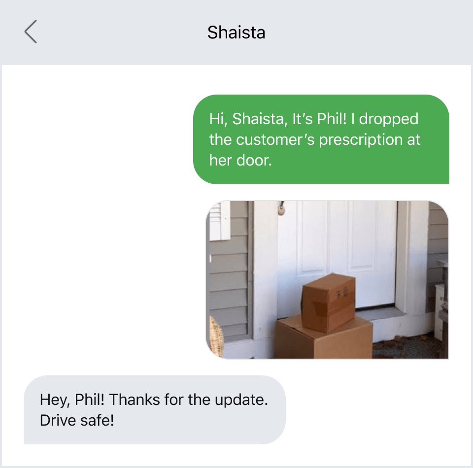Texting a photo of a delivery to prevent theft