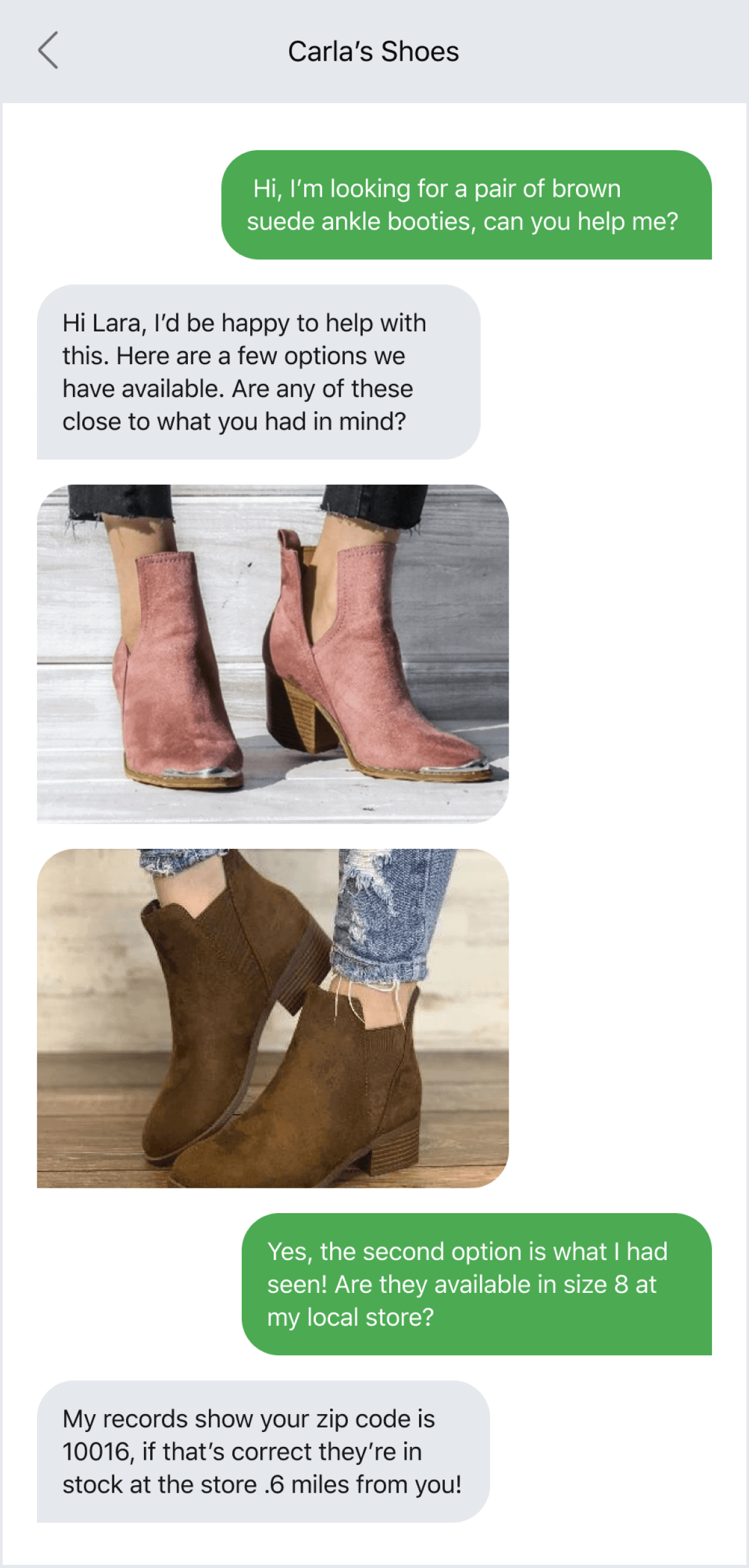 Product photos in MMS conversation