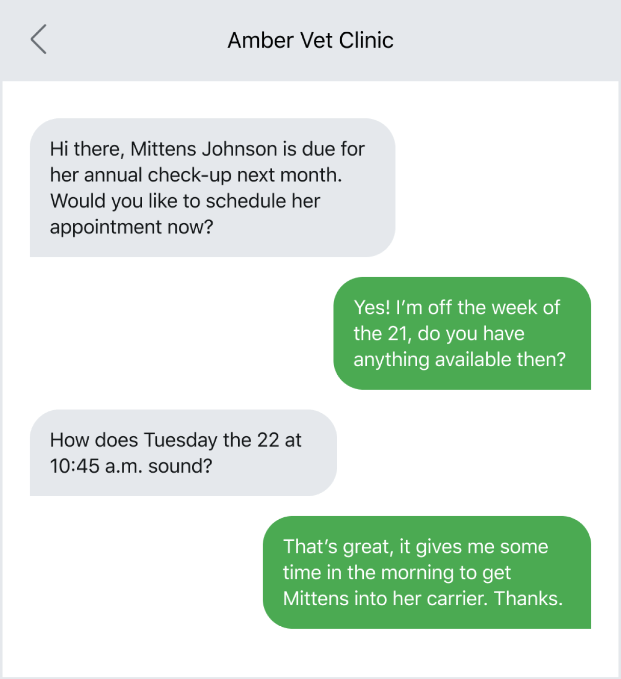 Sending a vet checkup reminder via text