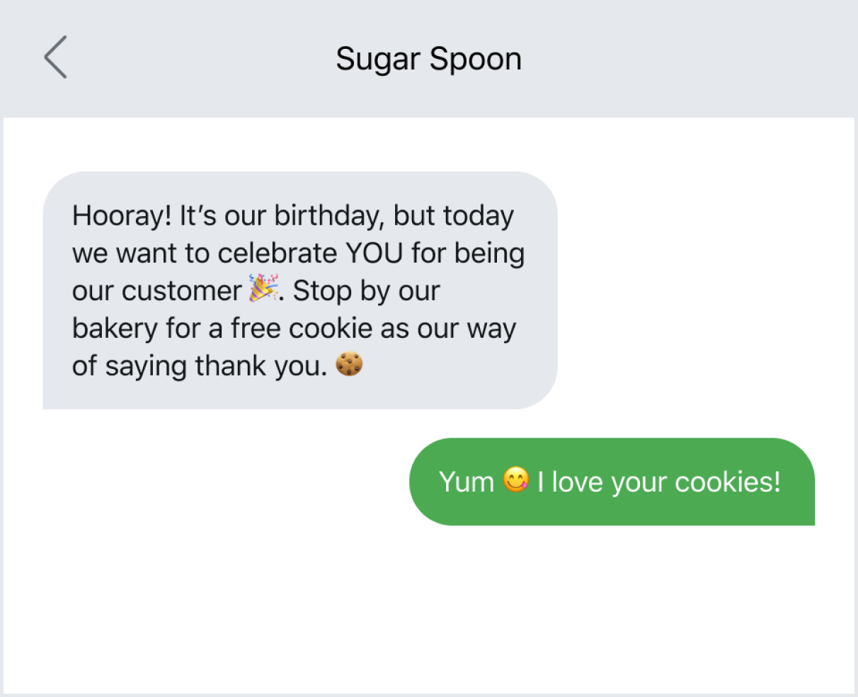 Promotional text with emojis