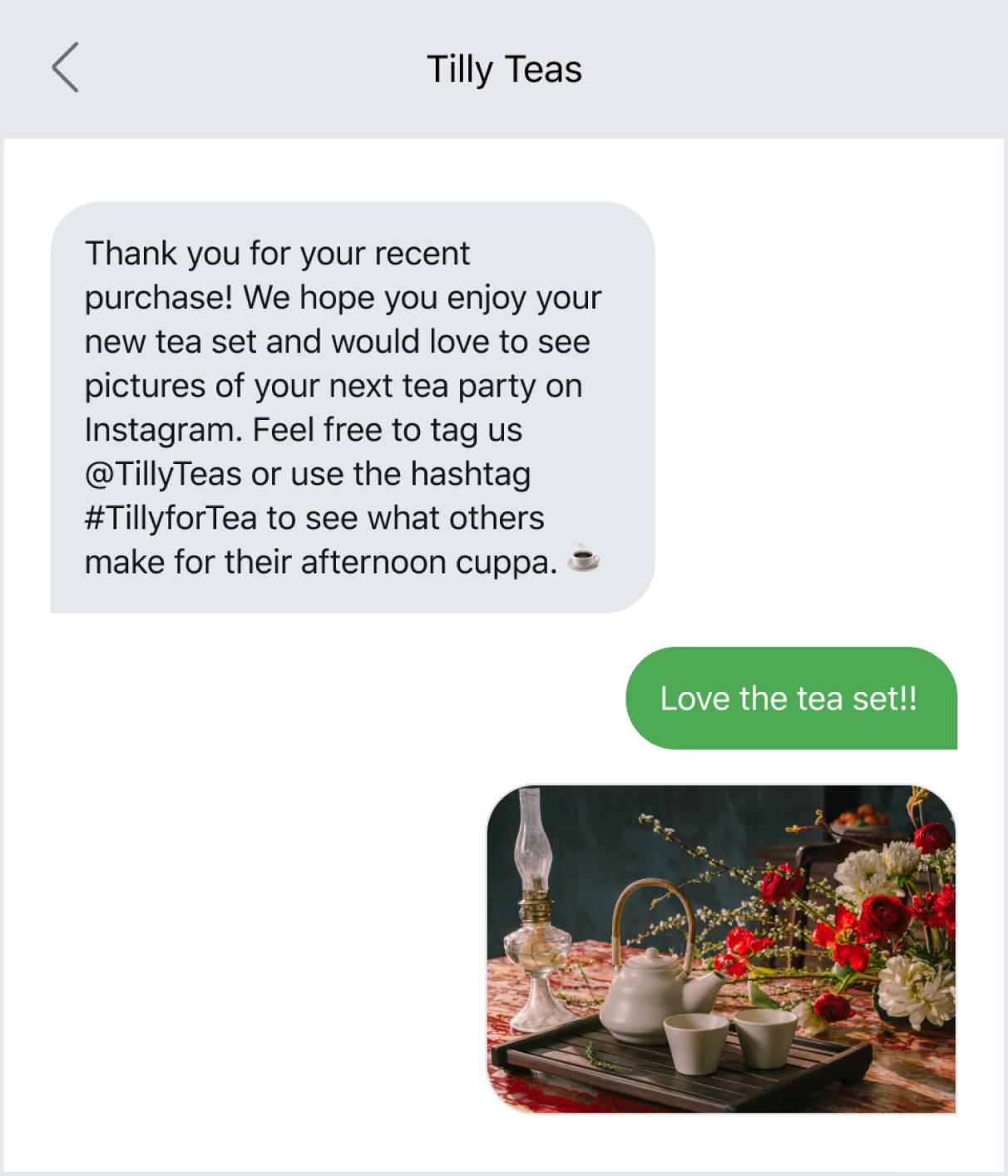 Sharing photos via text