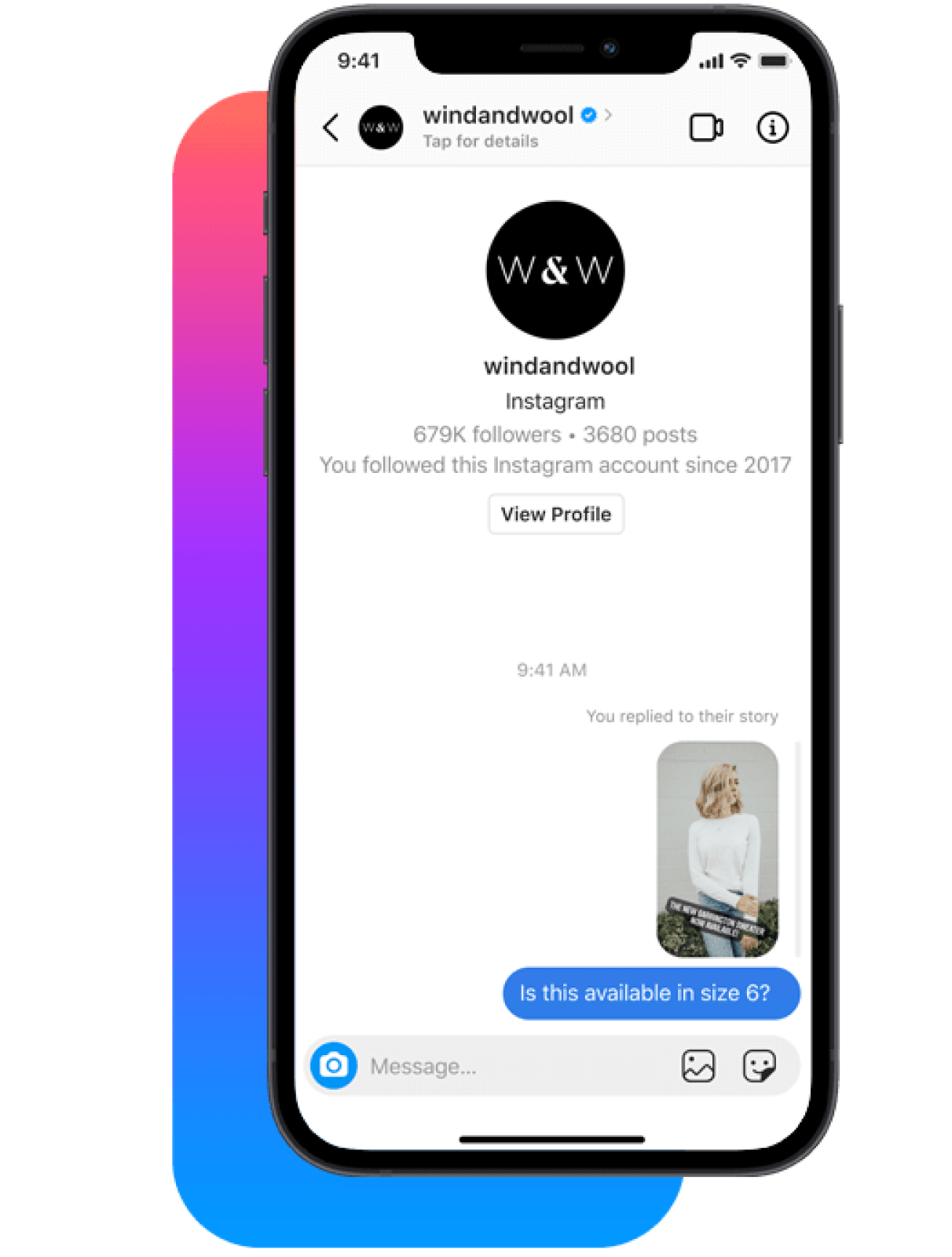 Instagram DM message