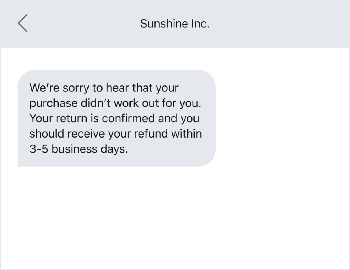 return confirmation text template