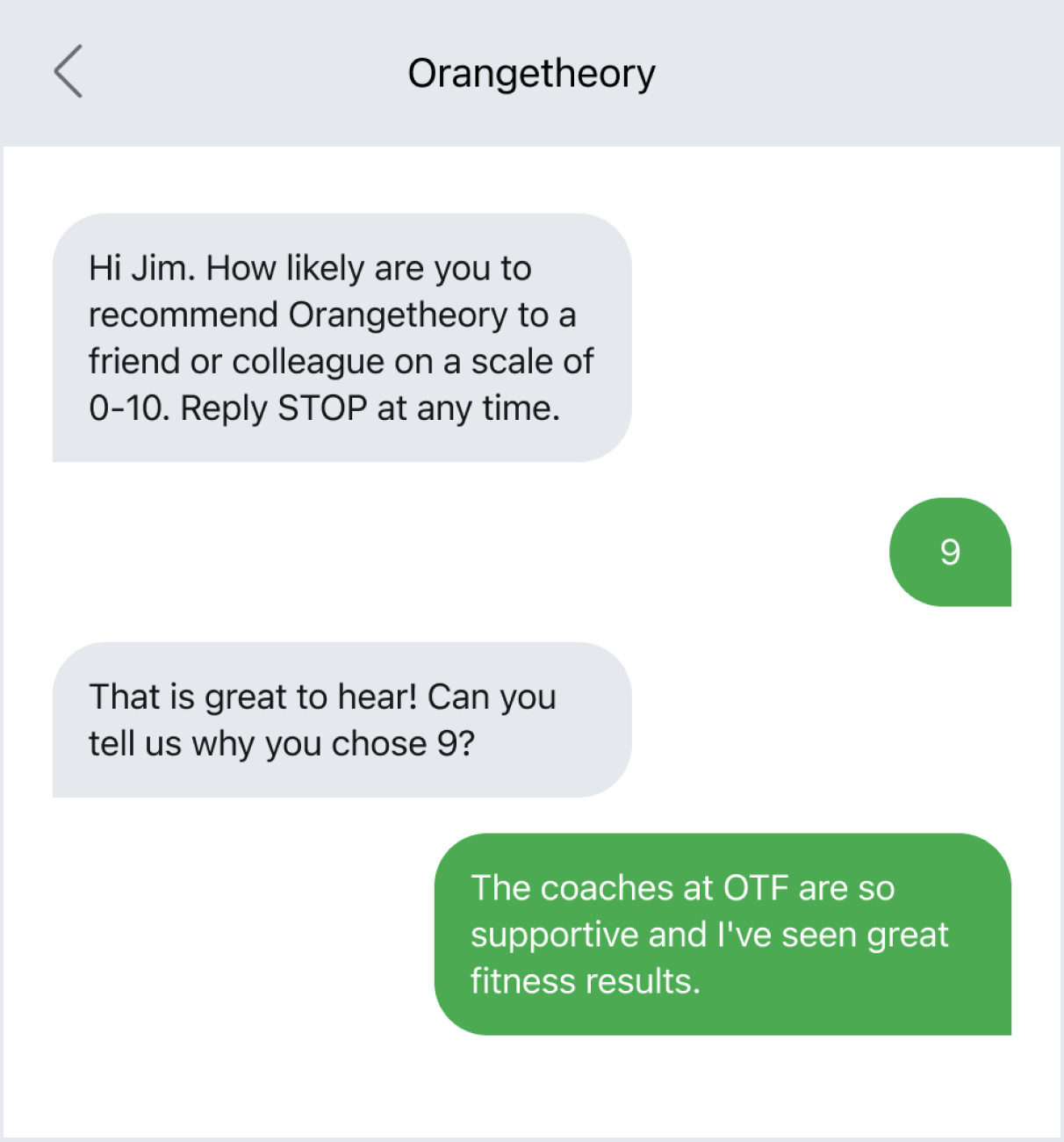 Text message example of open ended question.