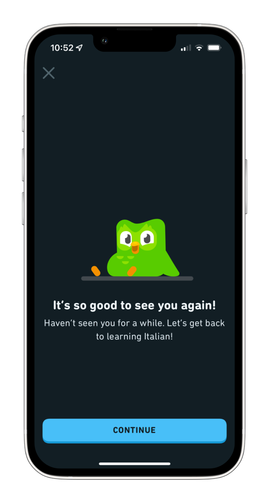 An example of an in-app message.