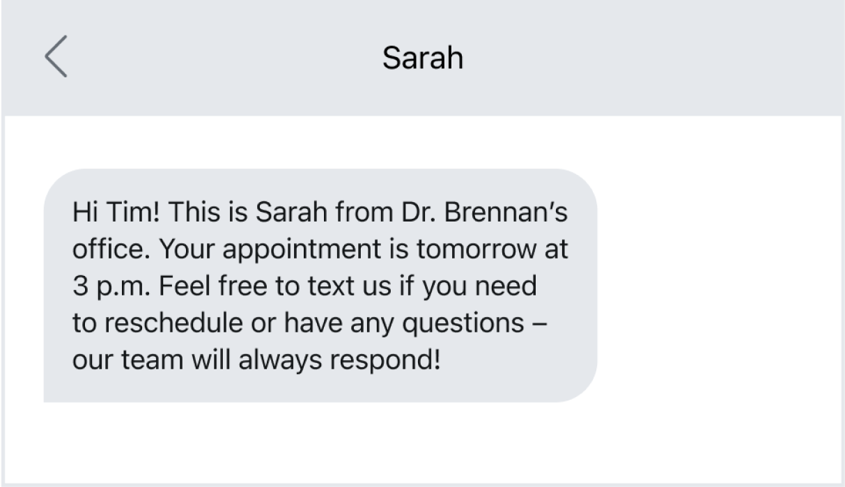 A text example to a patient.