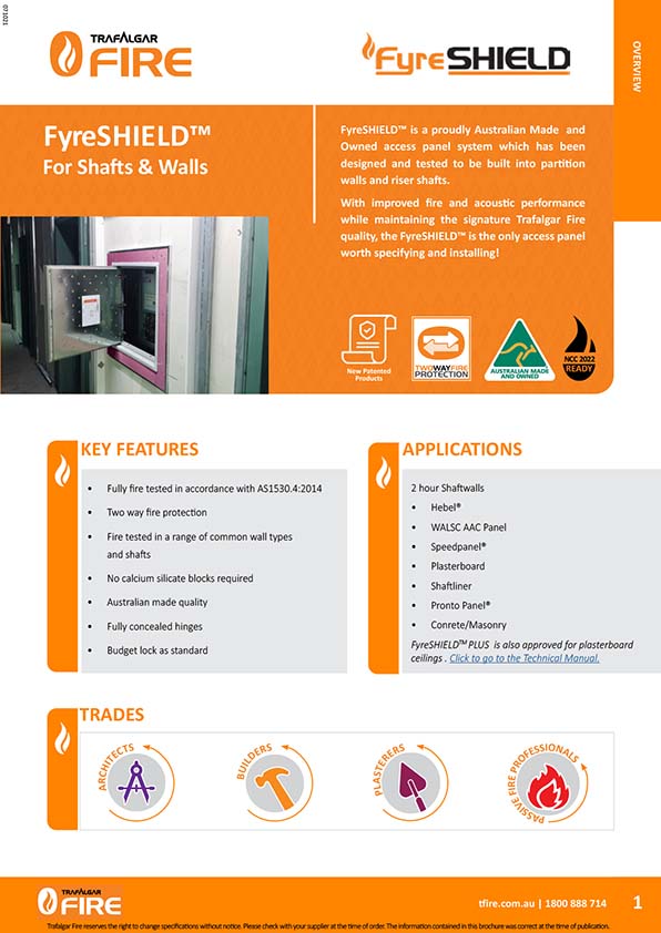 Trafalgar FyreSHIELD for walls and shafts from Swart & Sons
