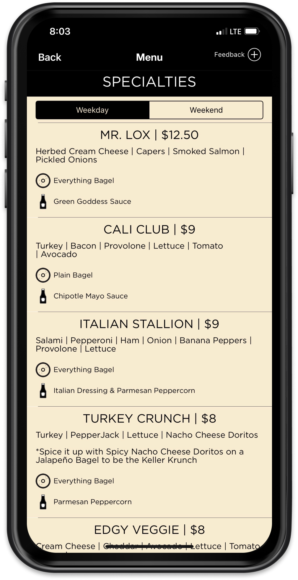 Nate's Steamed Bagels Mobile App Mockup