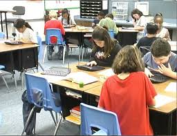 students studying in a classroom