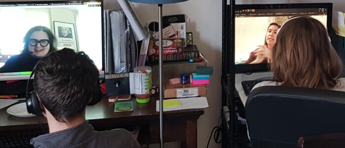 students in a virtual classroom