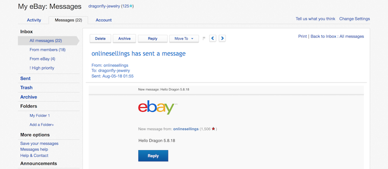ebay messages example