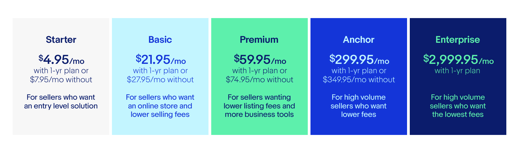 ebay store types