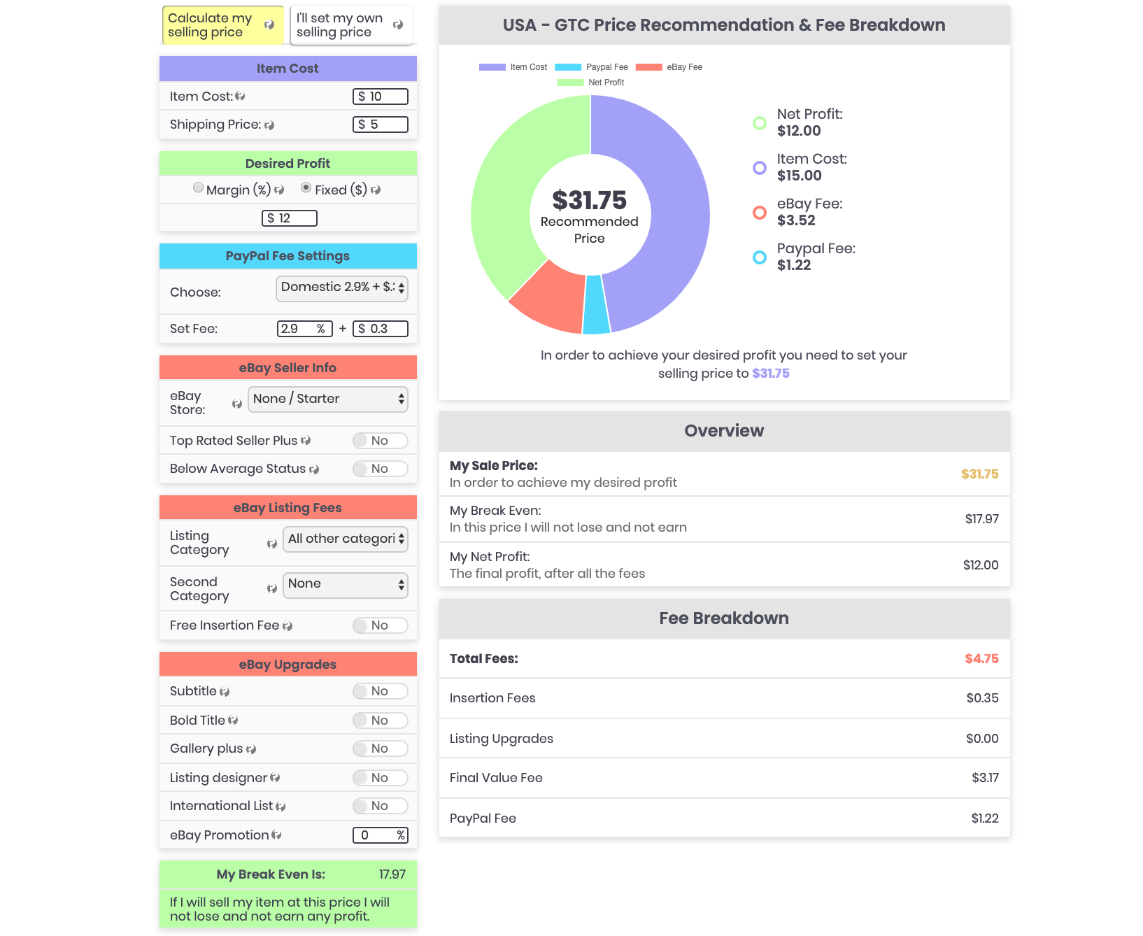 ebay fee calculator