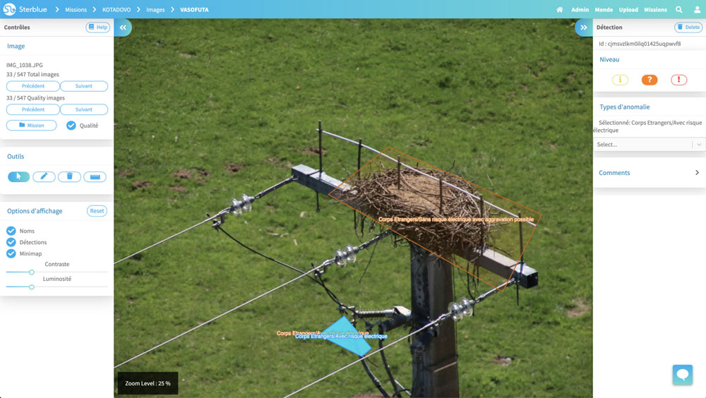 Stork nest detected on distribution power line on Sterb