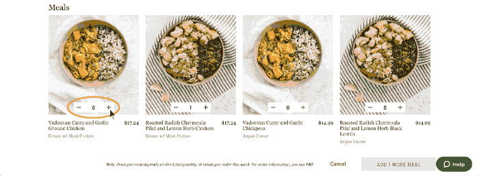 update the quantity of meals you want to receive