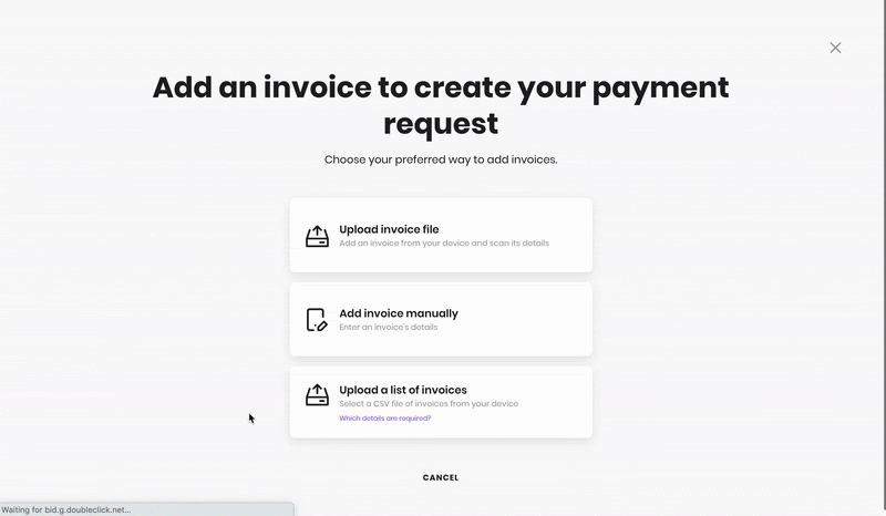 Upload batch payments GIF - Melio