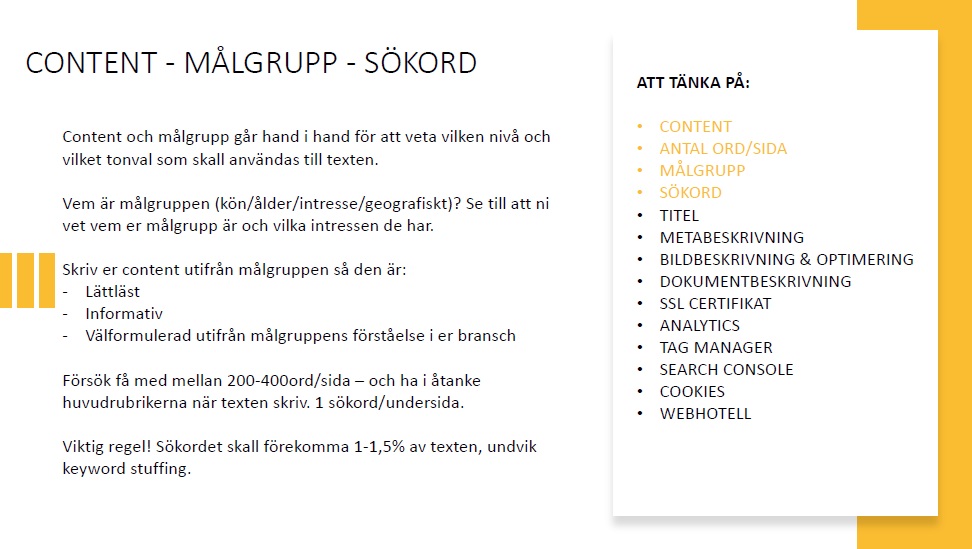 Content och målgruppsanpassning