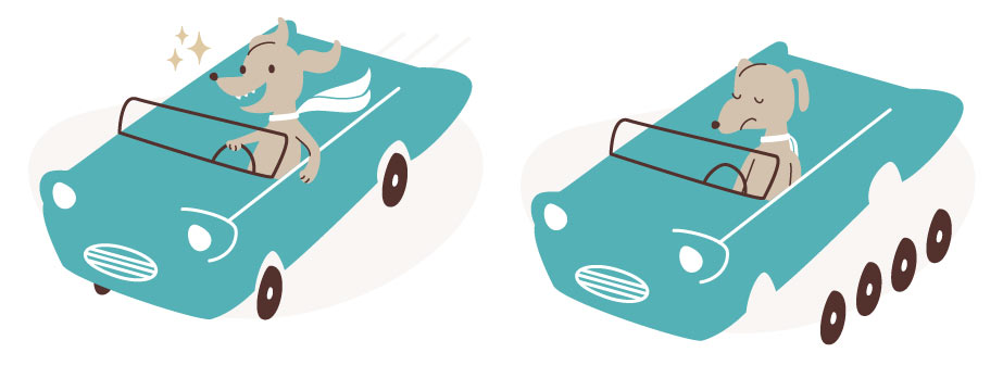 the whole is greater than the sum of it's parts comic dog in car