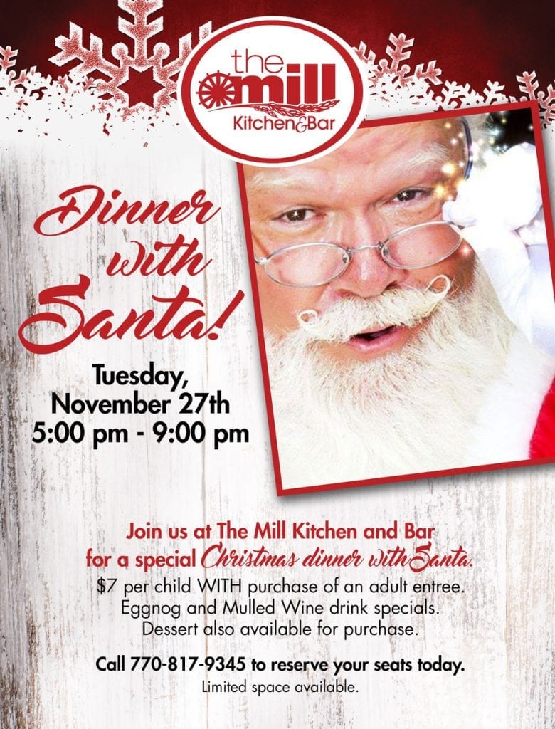 Dinner with Santa at The Mill in Roswell, GA