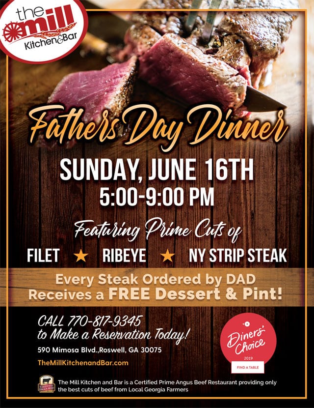 the mill kitchen & bar for father's day