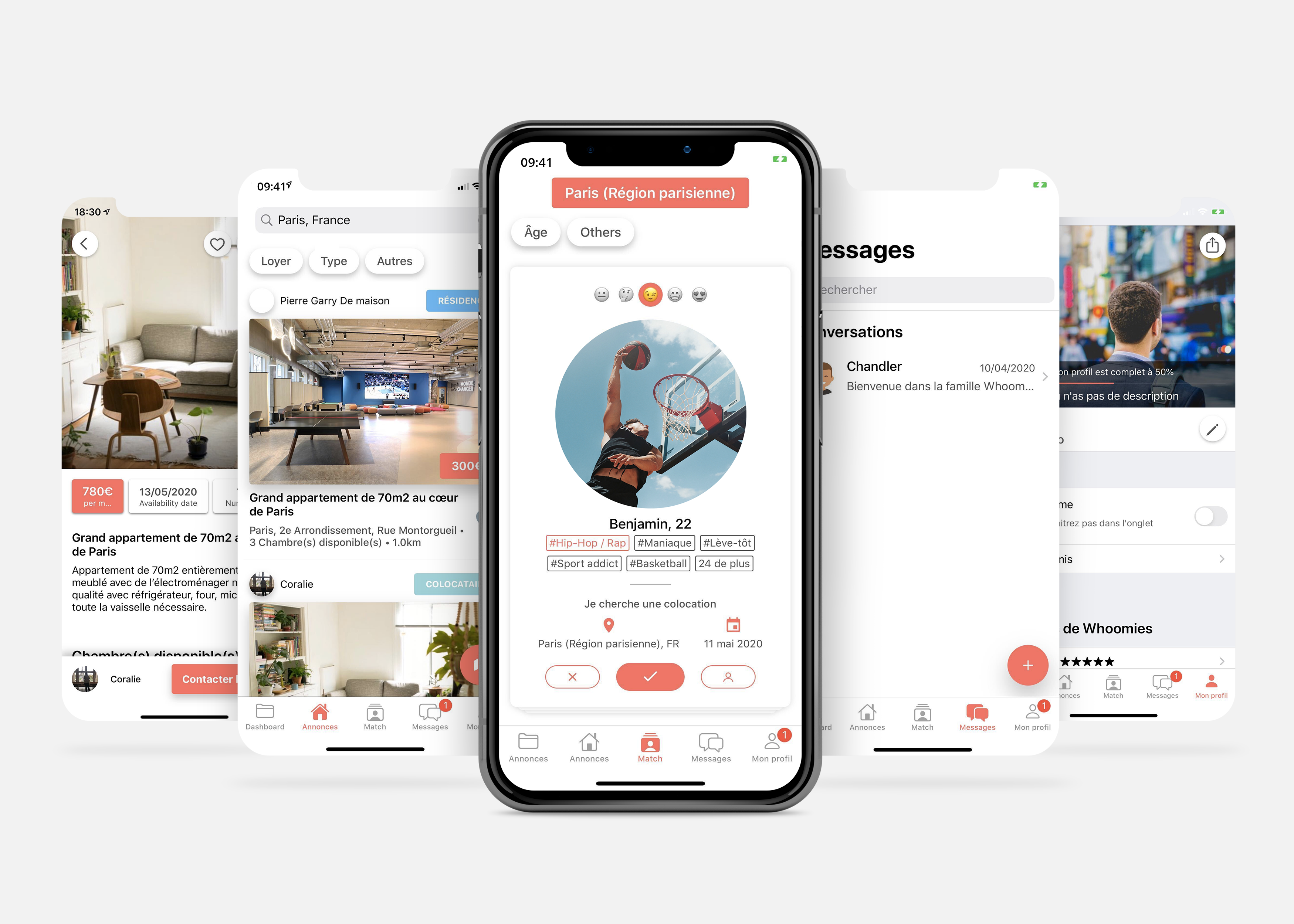 découvrez l'application gratuite Whoomies pour trouver votre logement en colocation ou en résidence étudiante dans toute la France ou à Londres