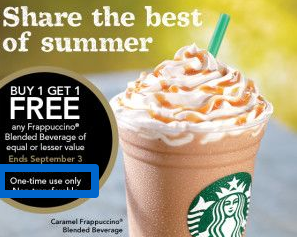 Starbucks limits on redemptions