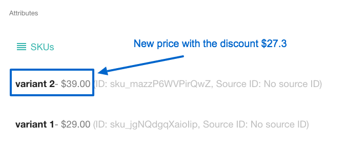 Discounts for particular SKUs