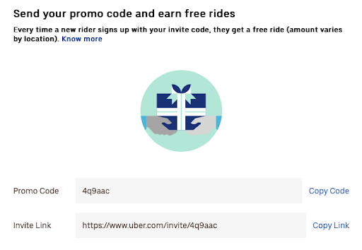 Promo codes in Uber