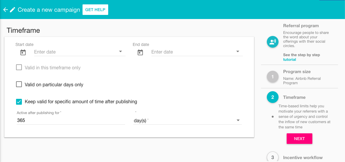 Voucherify Referral Program Timeframe