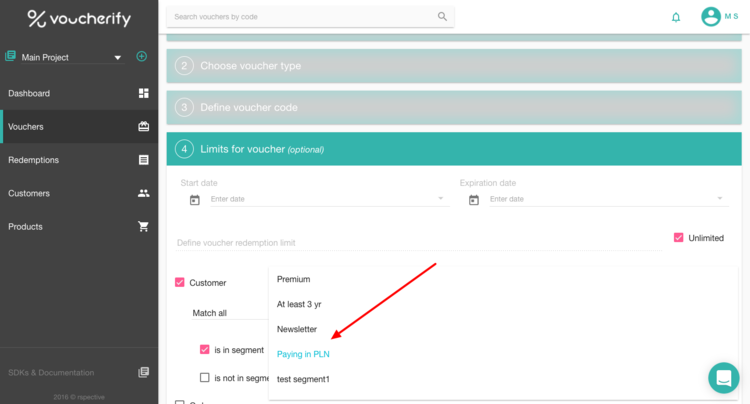 Voucherify, validation rules section