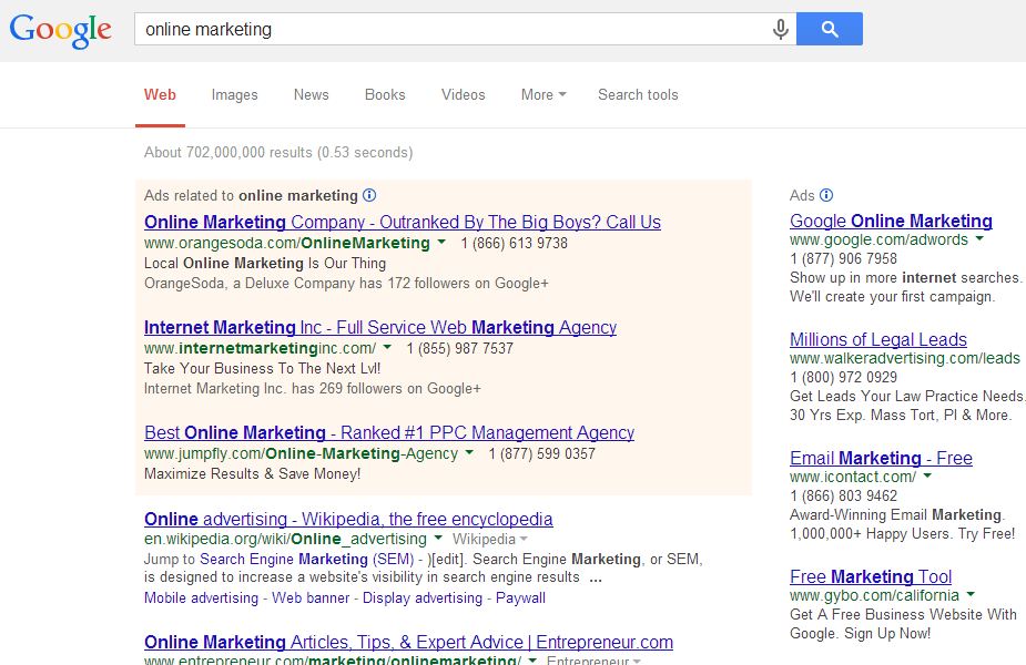Primacy in Google in SERPs