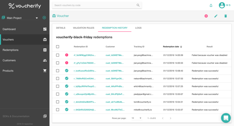 Voucherify, coupon tracking, error reports