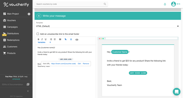 Referral program - distributing the codes