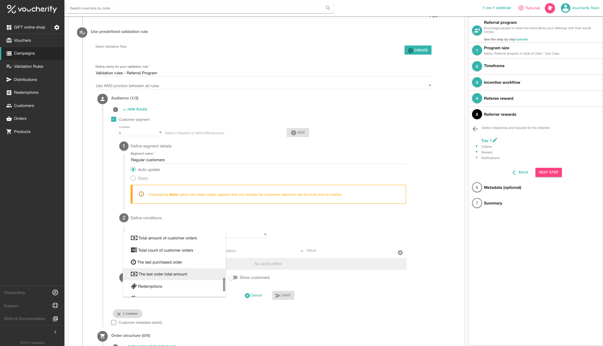 Limit to Voucherify Referral Program