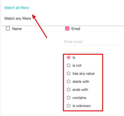 Voucherify, customer segments, filter view