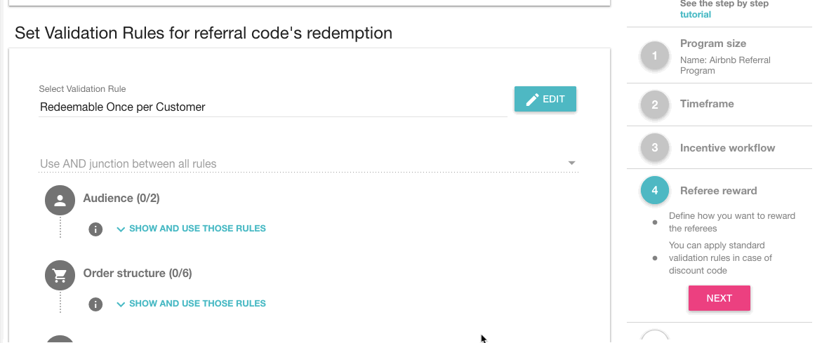 Voucherify Referral Program Validation Rules