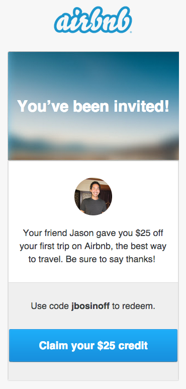 Airbnb referral program invitation