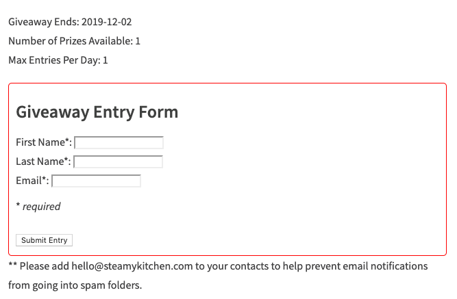 Example of a simple entry form