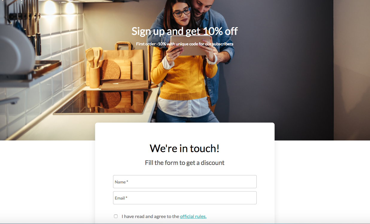 Landing page with a sign-up form