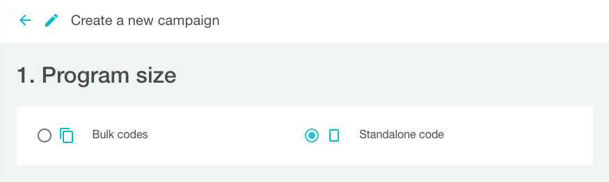 Standalone code campaign