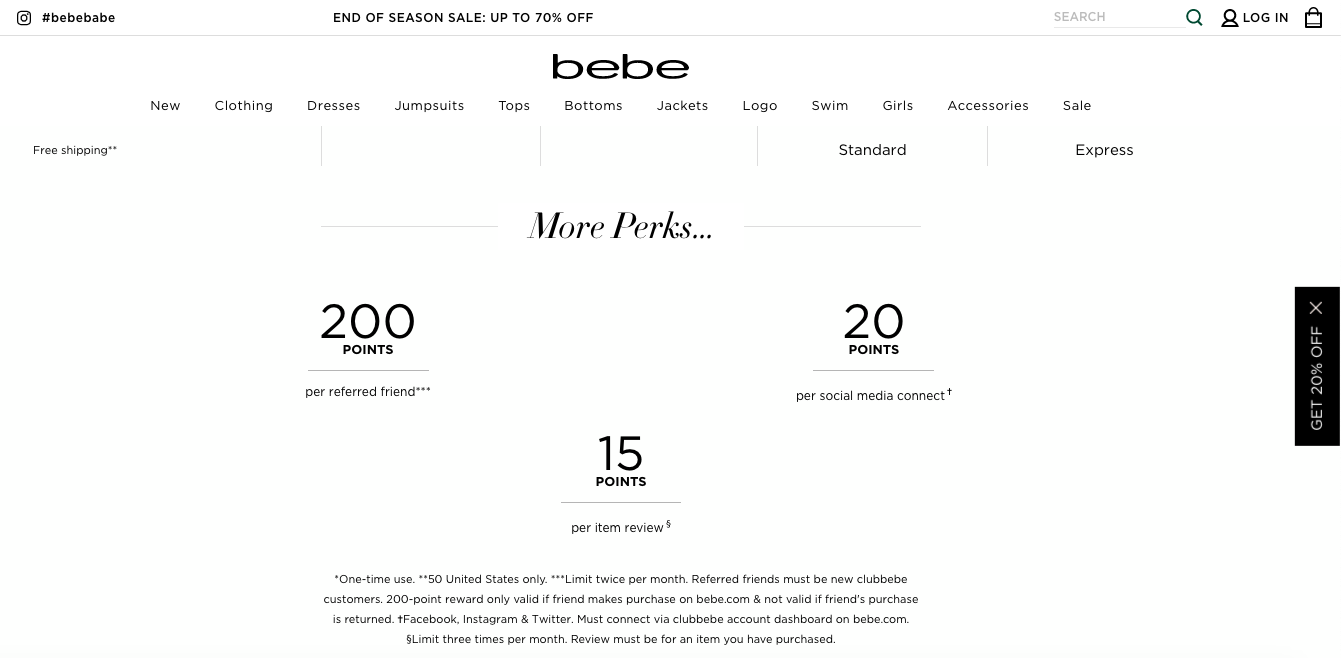 Club Bebe - example of a loyalty program rewarding customer actions fighting fraud