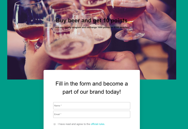 Voucherify loyalty program landing page