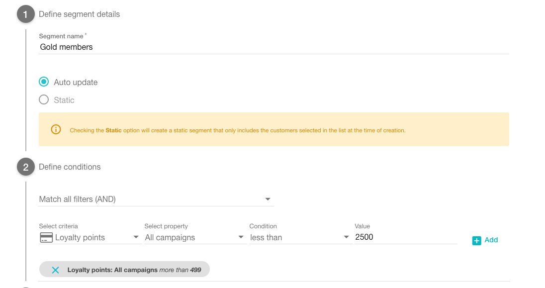 Building customer segments in Voucherify