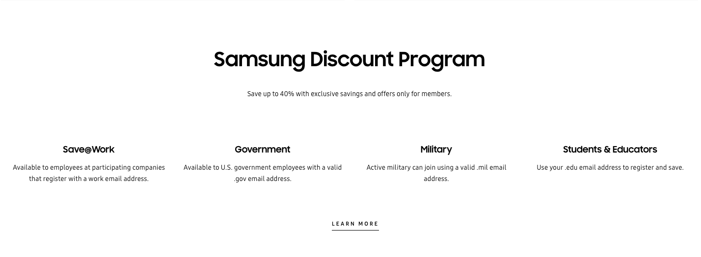 Samsung Discount program