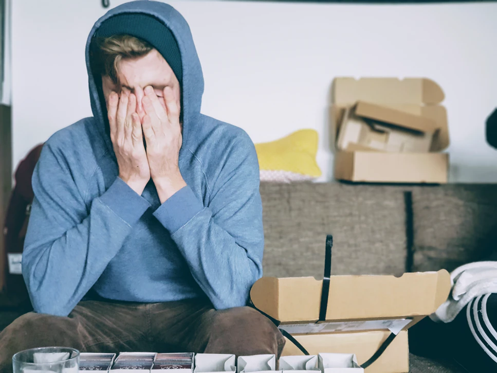 Stressed man – cons of loylty programs