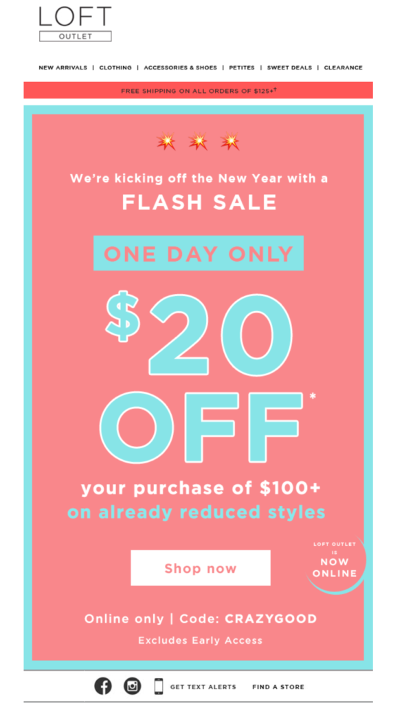 Loft flash sale