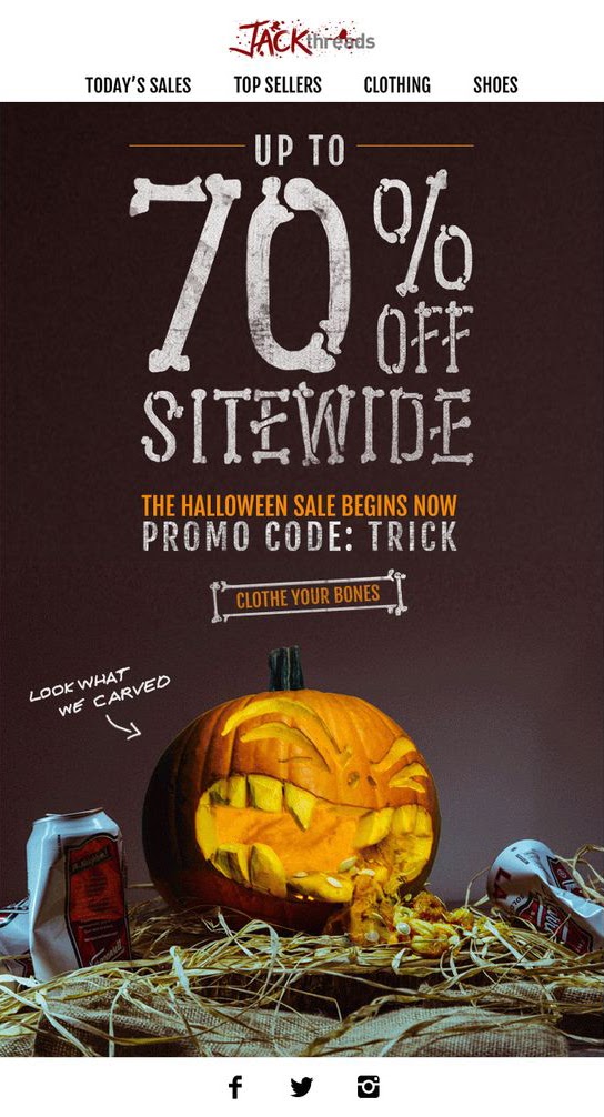 Jack Threads Halloween promotion