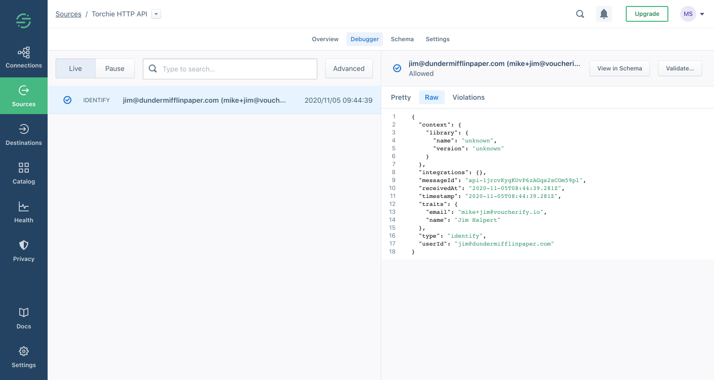Checking the API connection in debugger