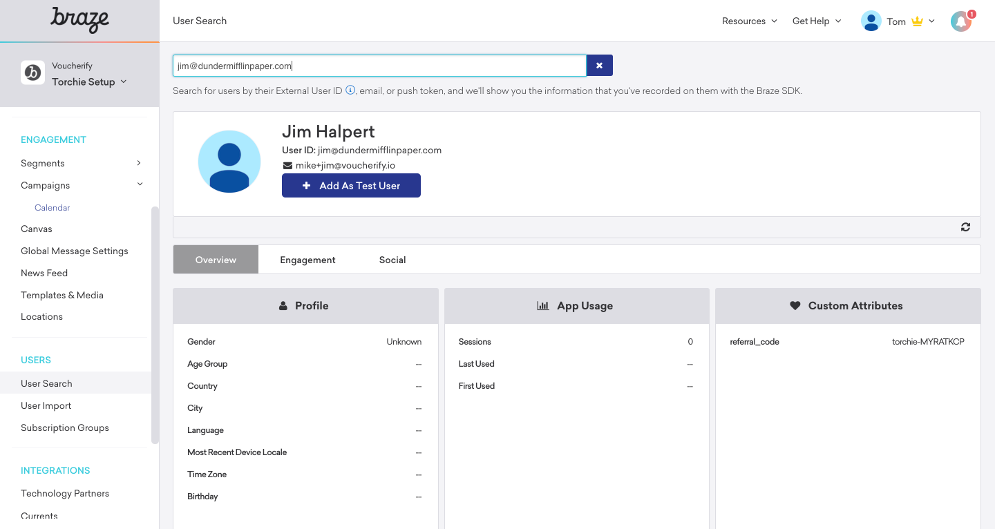 Referral Program custom attribute
