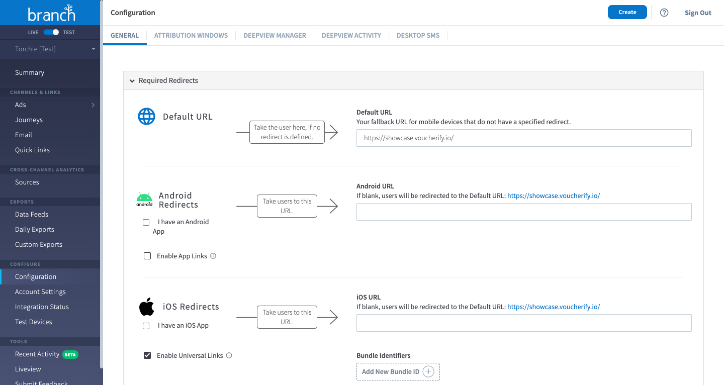 Branch redirects